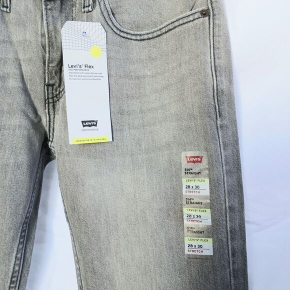 Levi's Flex 514 Straight Leg Men's Stretch Regular Fit Jeans Sz 28x30 Grey Color - Picture 8 of 12